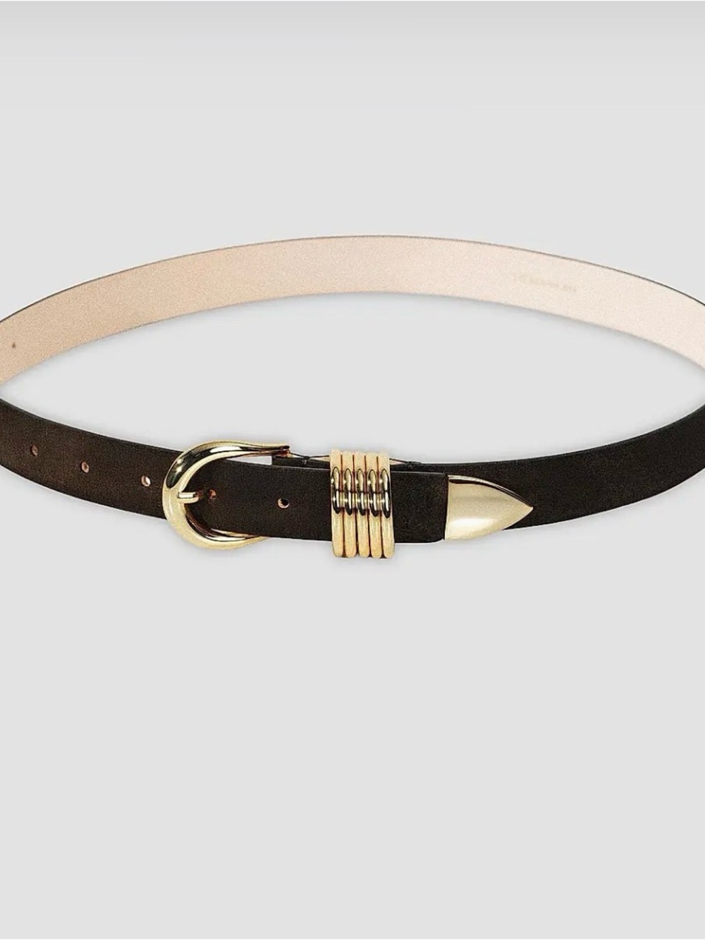 Women’s Chocolate Italian Suede Leather Belt Gold Accents
